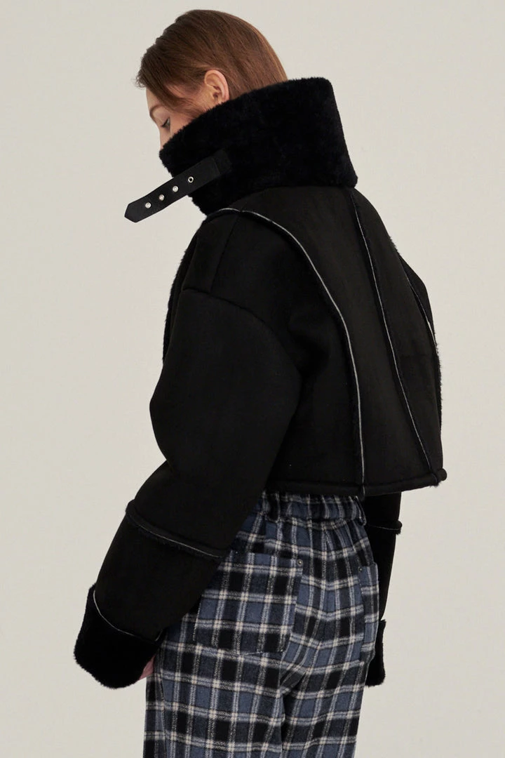 STORETS Valen Cropped Faux Mink Jacket