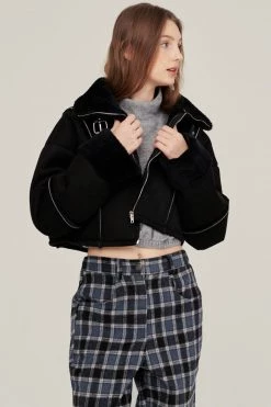 STORETS Valen Cropped Faux Mink Jacket