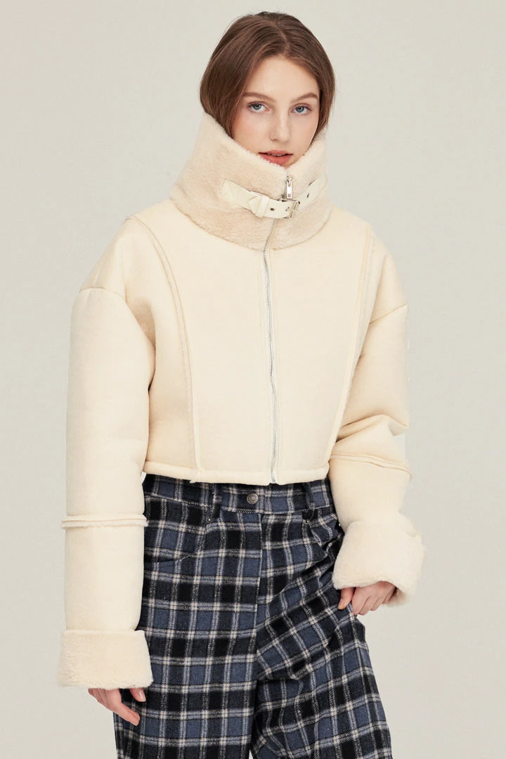 STORETS Valen Cropped Faux Mink Jacket