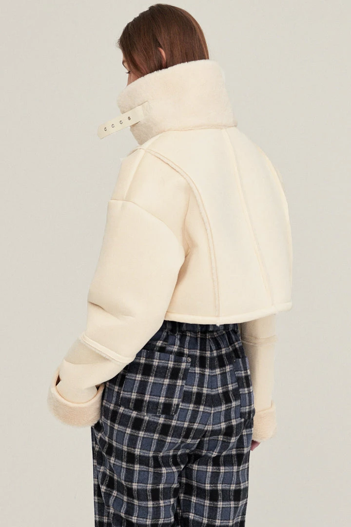 STORETS Valen Cropped Faux Mink Jacket