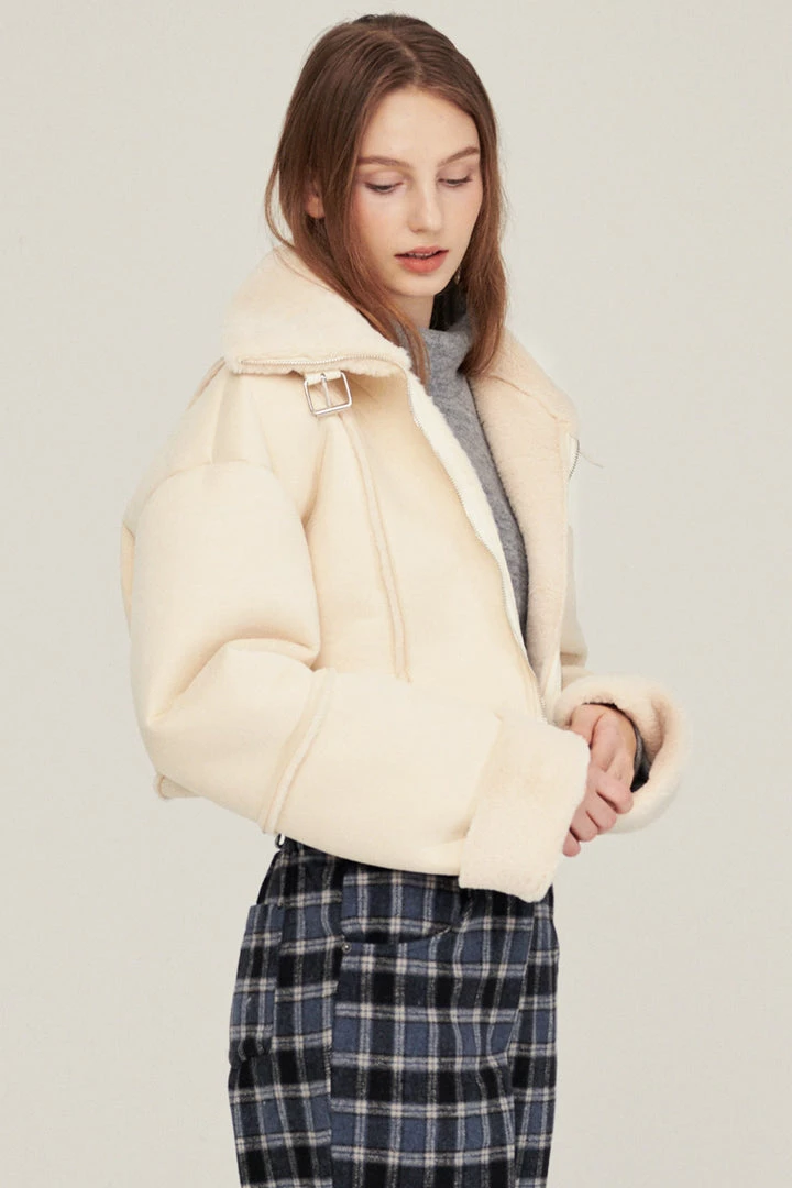 STORETS Valen Cropped Faux Mink Jacket
