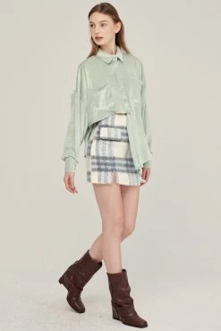 STORETS Midred Asymmetrical Velvet Shirt