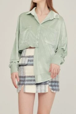 STORETS Midred Asymmetrical Velvet Shirt