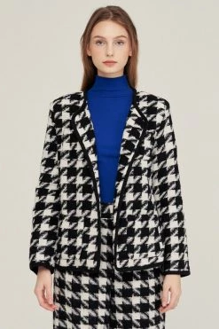 STORETS Nour Houndstooth Open Coat CLOTHING
