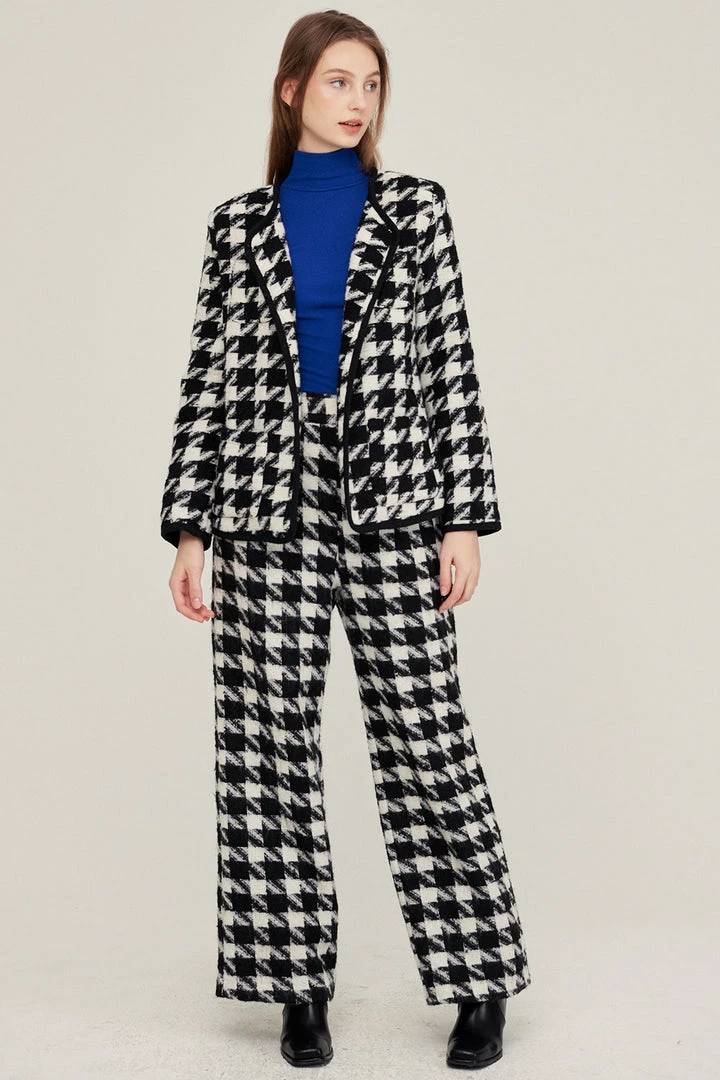 STORETS Nour Houndstooth Open Coat CLOTHING