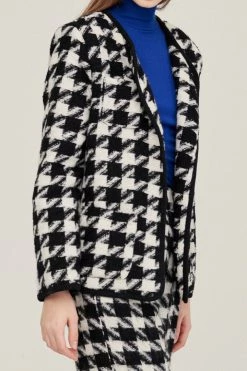 STORETS Nour Houndstooth Open Coat CLOTHING