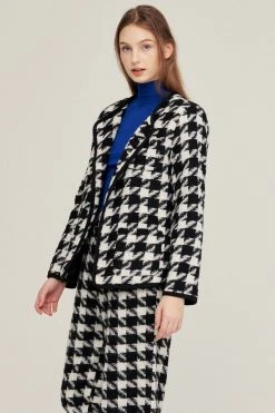 STORETS Nour Houndstooth Open Coat CLOTHING