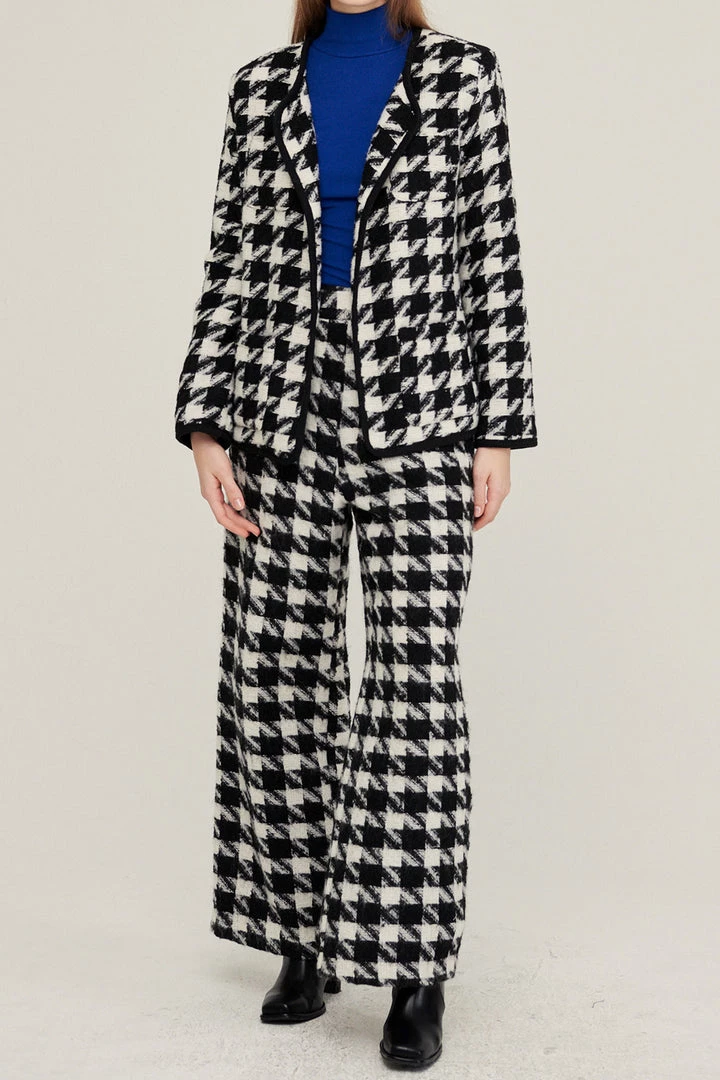 STORETS Nour Houndstooth Open Coat CLOTHING