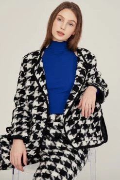 STORETS Nour Houndstooth Open Coat CLOTHING