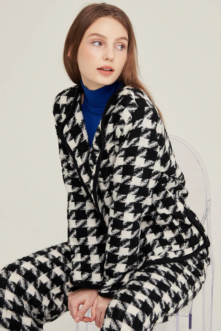 STORETS Nour Houndstooth Open Coat CLOTHING