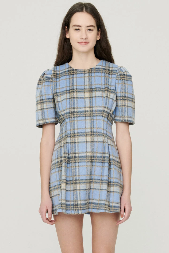 STORETS CLOTHING Sophie Puff Sleeve Plaid Dress