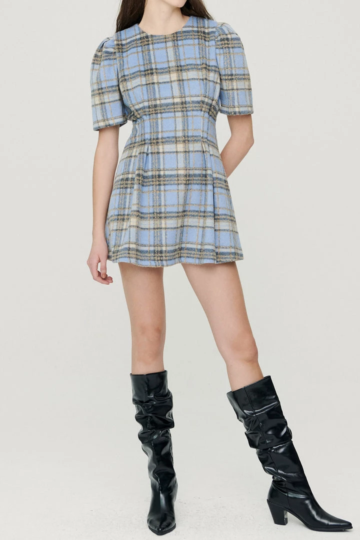 STORETS CLOTHING Sophie Puff Sleeve Plaid Dress