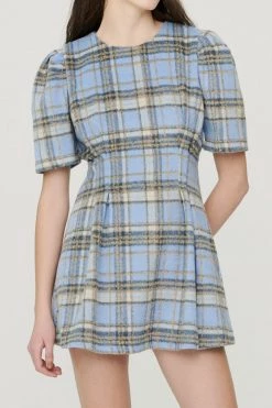 STORETS CLOTHING Sophie Puff Sleeve Plaid Dress