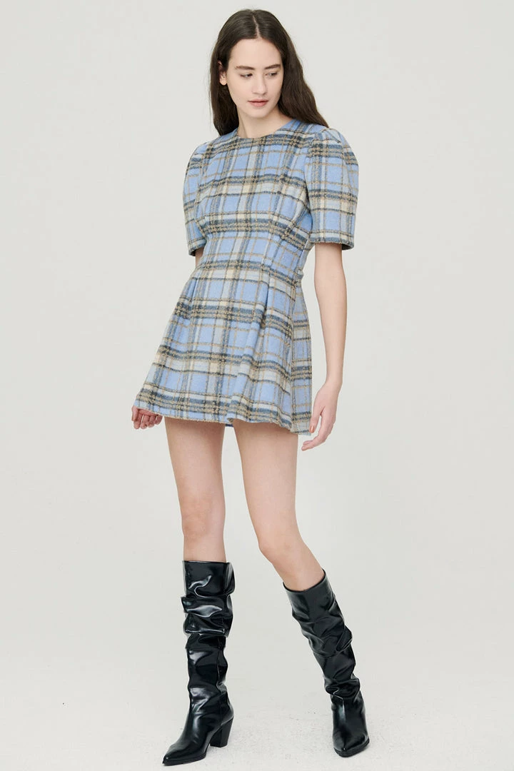STORETS CLOTHING Sophie Puff Sleeve Plaid Dress