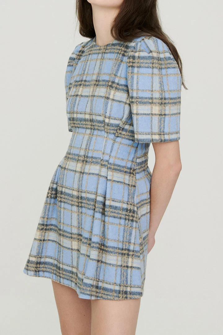 STORETS CLOTHING Sophie Puff Sleeve Plaid Dress