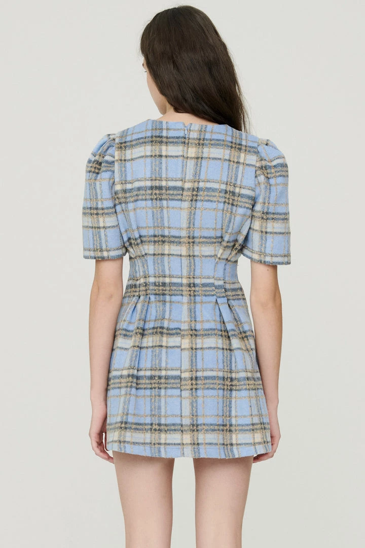 STORETS CLOTHING Sophie Puff Sleeve Plaid Dress