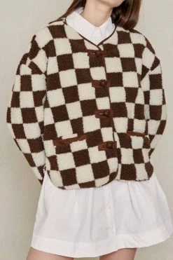 STORETS Mai Bouclé Checkerboard Coat
