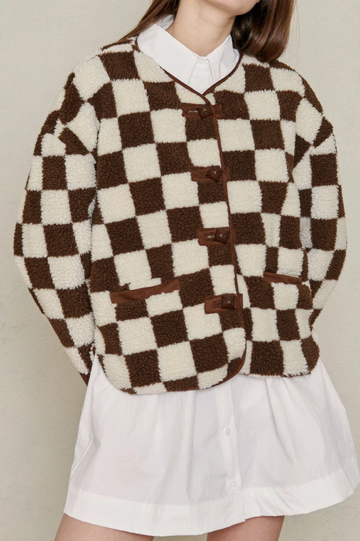 STORETS Mai Bouclé Checkerboard Coat