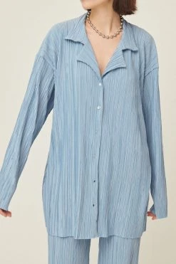 STORETS Maria Oversized Plisse Shirt