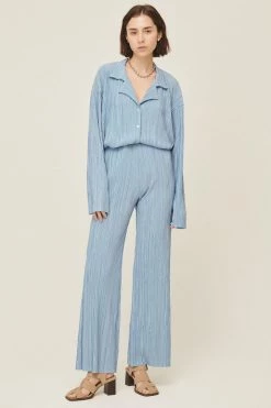 STORETS Maria Flared Leg Plisse Pants