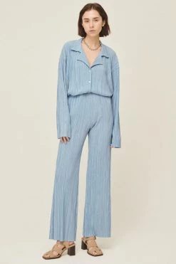 STORETS Maria Flared Leg Plisse Pants