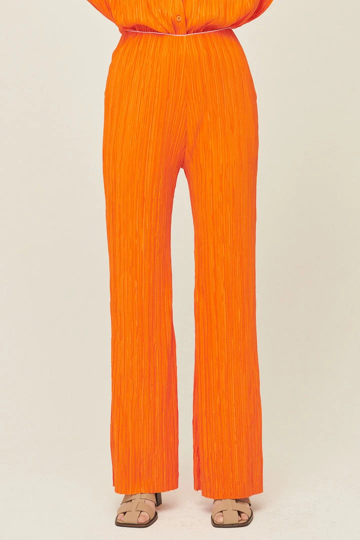 STORETS Maria Flared Leg Plisse Pants