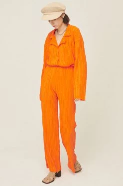 STORETS Maria Flared Leg Plisse Pants