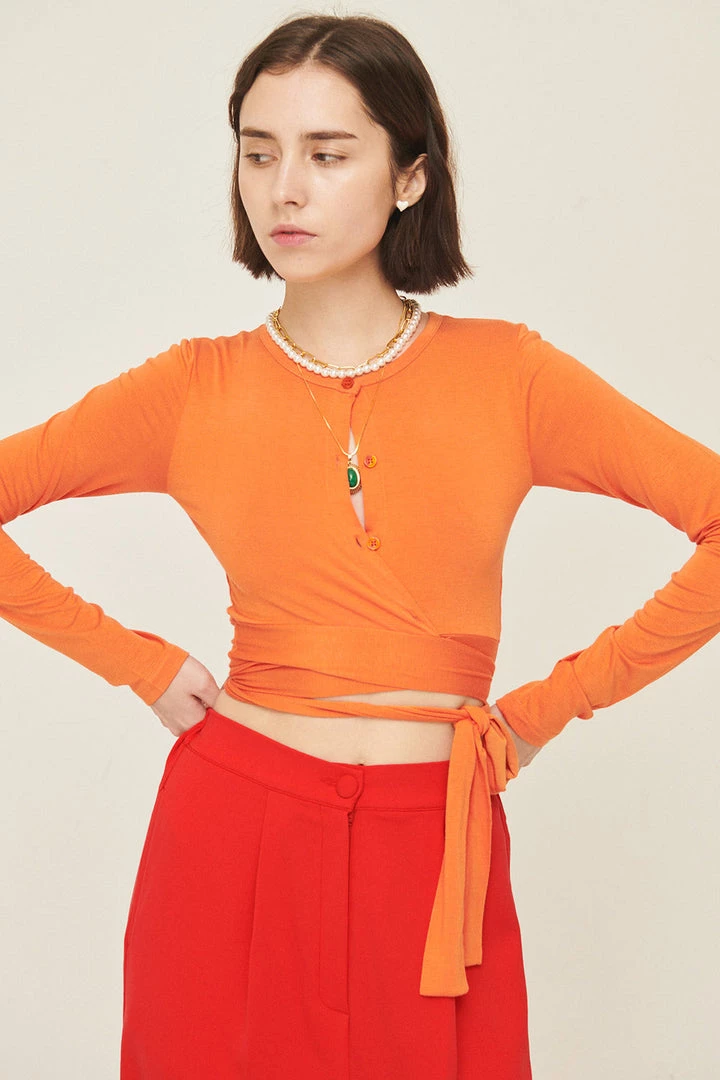 Storets Mely Buttoned Wrap Top CLOTHING