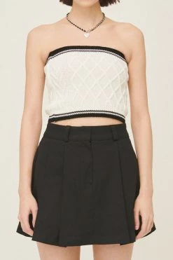 STORETS Lisa Cable Knit Trim Tube Top