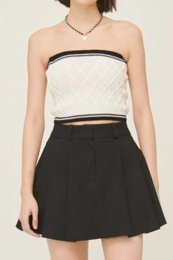 STORETS Lisa Cable Knit Trim Tube Top