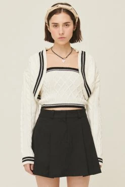 STORETS Lisa Contrast Trim Bolero Cardigan CLOTHING