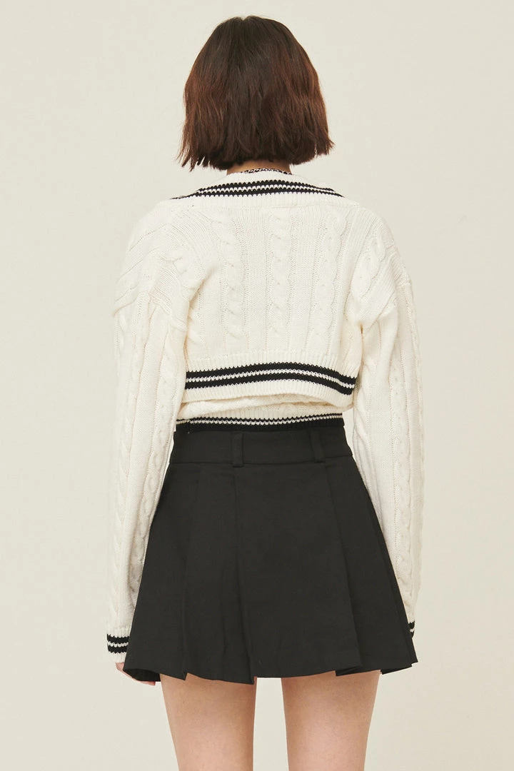 STORETS Lisa Contrast Trim Bolero Cardigan CLOTHING