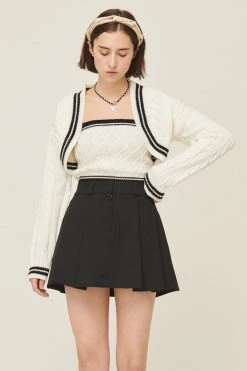 STORETS Lisa Contrast Trim Bolero Cardigan CLOTHING