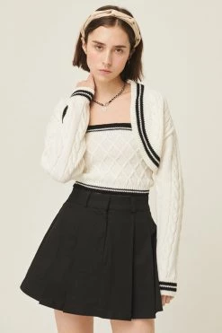 STORETS Lisa Contrast Trim Bolero Cardigan CLOTHING