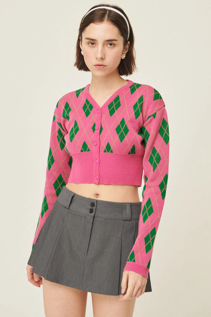 STORETS Loretta Highteen Argyle Cardigan