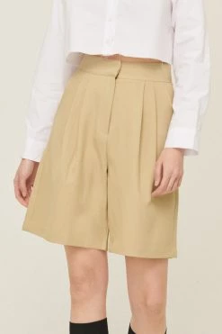 STORETS CLOTHING Alexia Pintucked Bermuda Shorts