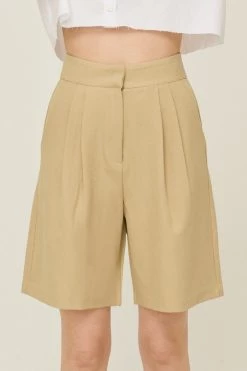 STORETS CLOTHING Alexia Pintucked Bermuda Shorts