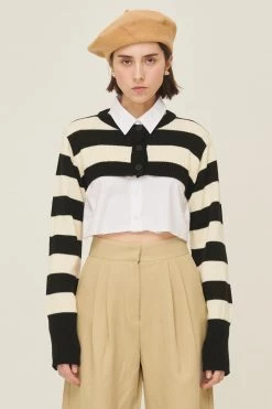 STORETS WHAT'S NEW Hanna Striped Cropped Cardigan