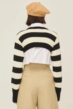 STORETS Influencer Hanna Striped Cropped Cardigan