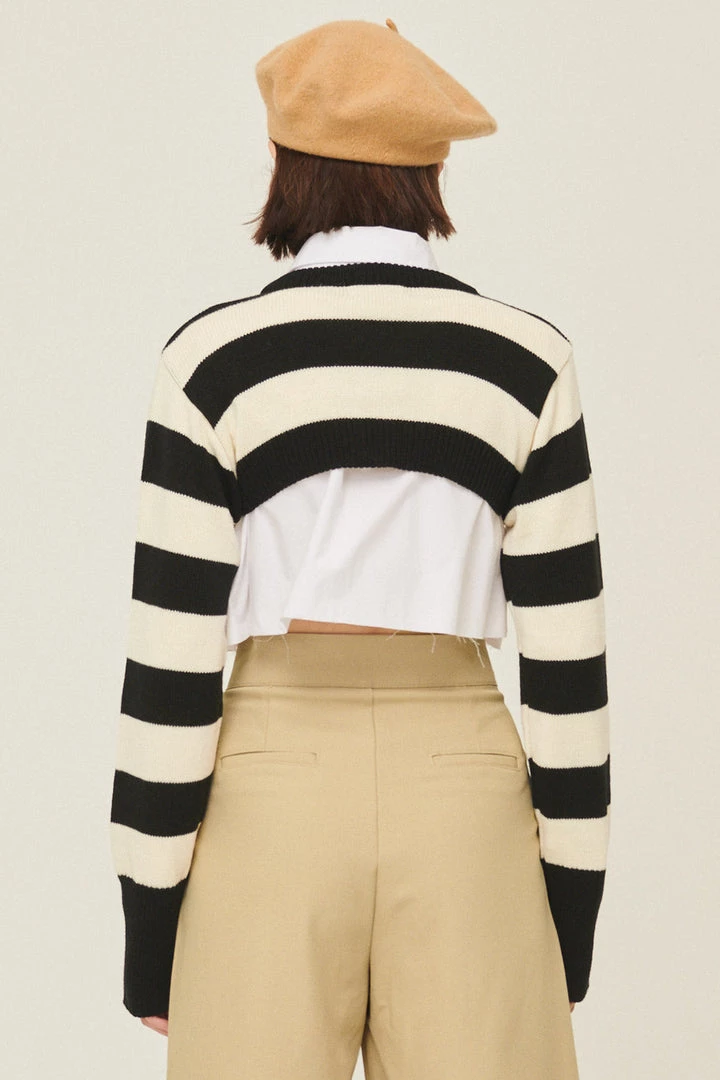 STORETS Influencer Hanna Striped Cropped Cardigan
