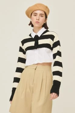 STORETS WHAT'S NEW Hanna Striped Cropped Cardigan