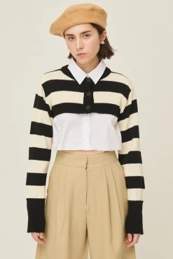 STORETS WHAT'S NEW Hanna Striped Cropped Cardigan