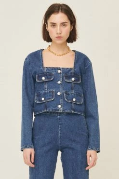 STORETS Harper Square Neck Denim Jacket CLOTHING