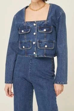STORETS Harper Square Neck Denim Jacket CLOTHING