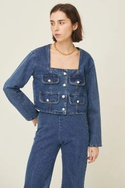STORETS Harper Square Neck Denim Jacket CLOTHING