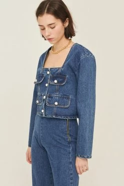 STORETS Harper Square Neck Denim Jacket CLOTHING