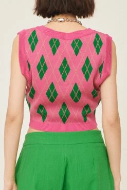 STORETS Loretta Argyle Cropped Vest CLOTHING