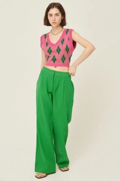 STORETS Loretta Argyle Cropped Vest CLOTHING