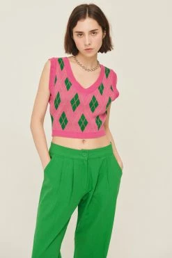 STORETS Loretta Argyle Cropped Vest CLOTHING