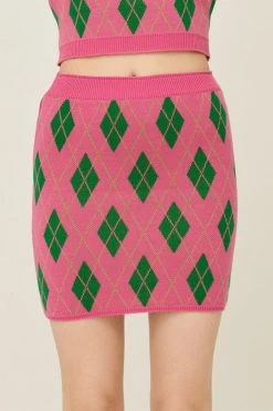STORETS Loretta Knitted Argyle Skirt
